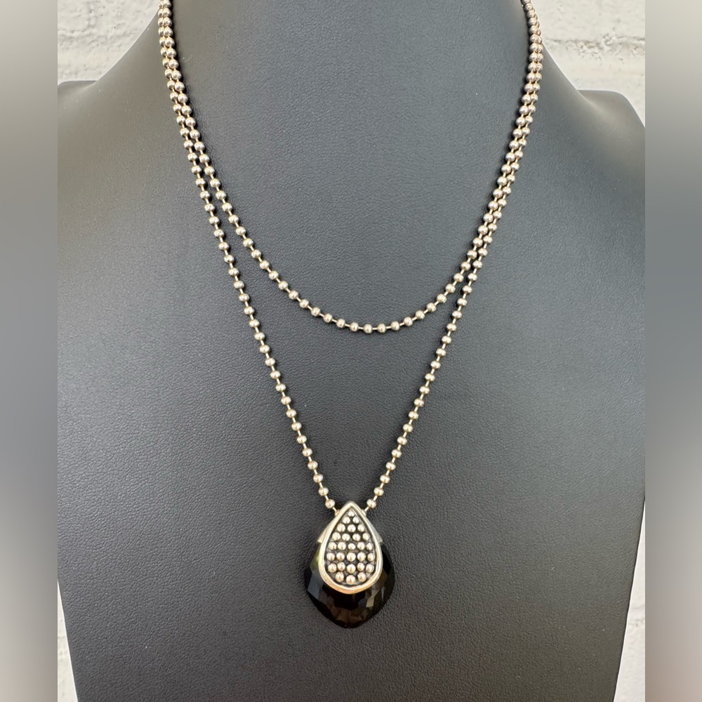 Lagos Maya Black Onyx Doublet Sterling Silver Caviar Pendant Necklace Bead Chain